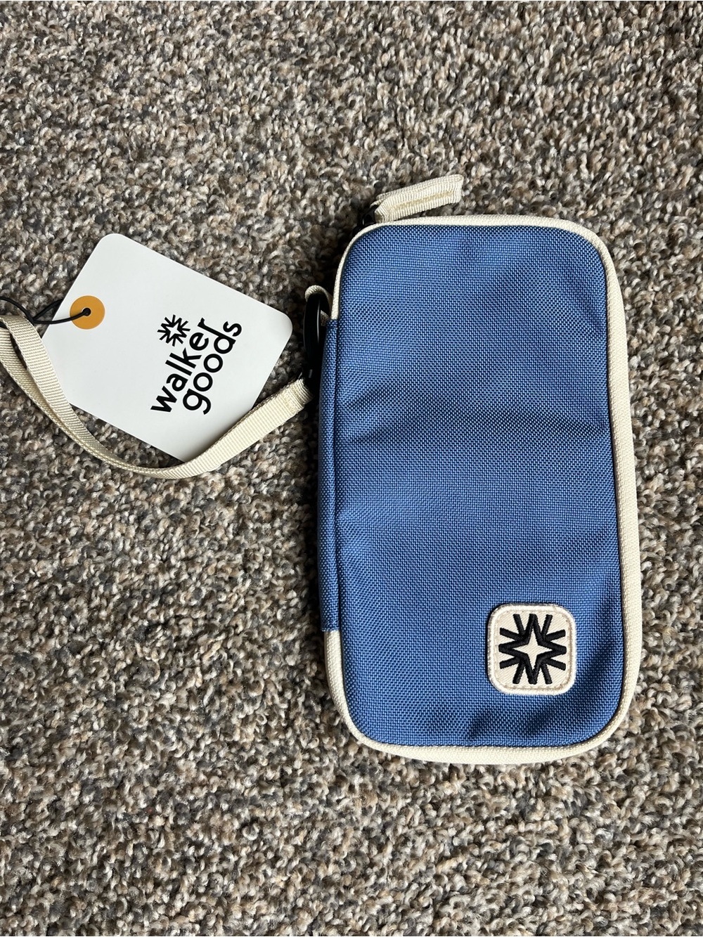 Walkers Goods Blue Wristlet Phone Wallet with Cream Trim